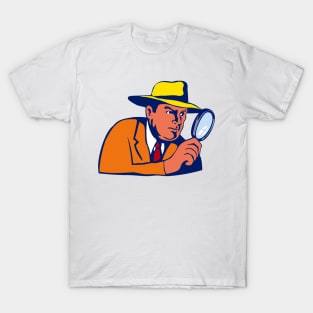 Detective with Magnifying Glass Retro T-Shirt